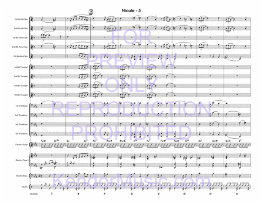Nicole (Full Score) Jazz Ensemble scores gallery preview page 4