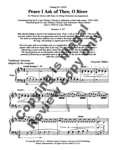 New Millennium Suite: 2. Peace I Ask of Thee, O River (Choral Score)
