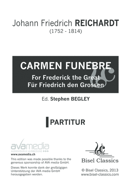 Carmen Funebre For Frederick the Great Fur Friedrich den Grossen