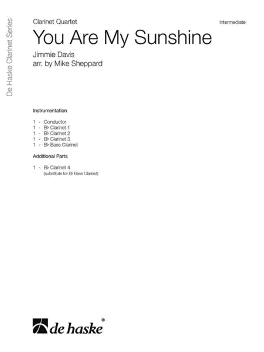 You Are My Sunshine Clarinet Quartet scores gallery preview page 2
