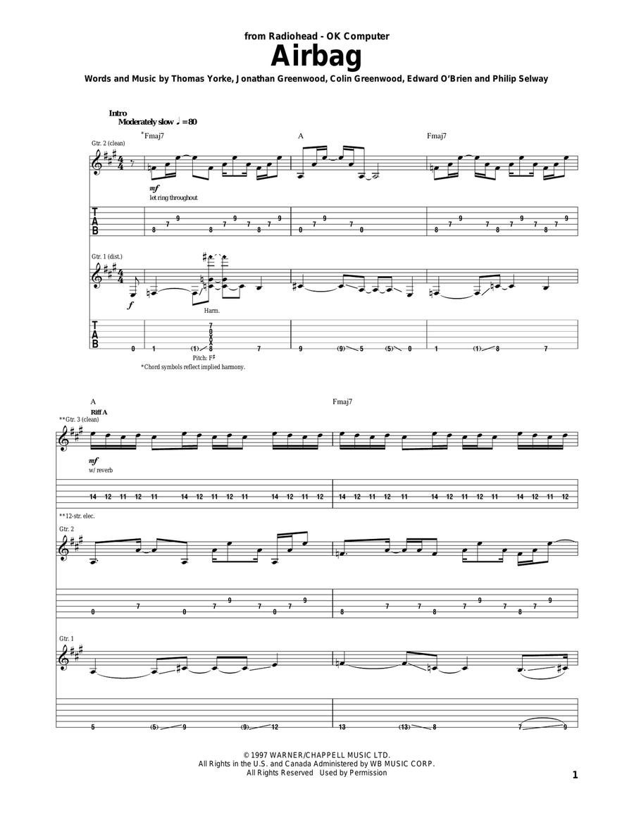 Airbag Airbag Acoustic Guitar scores gallery preview page 1