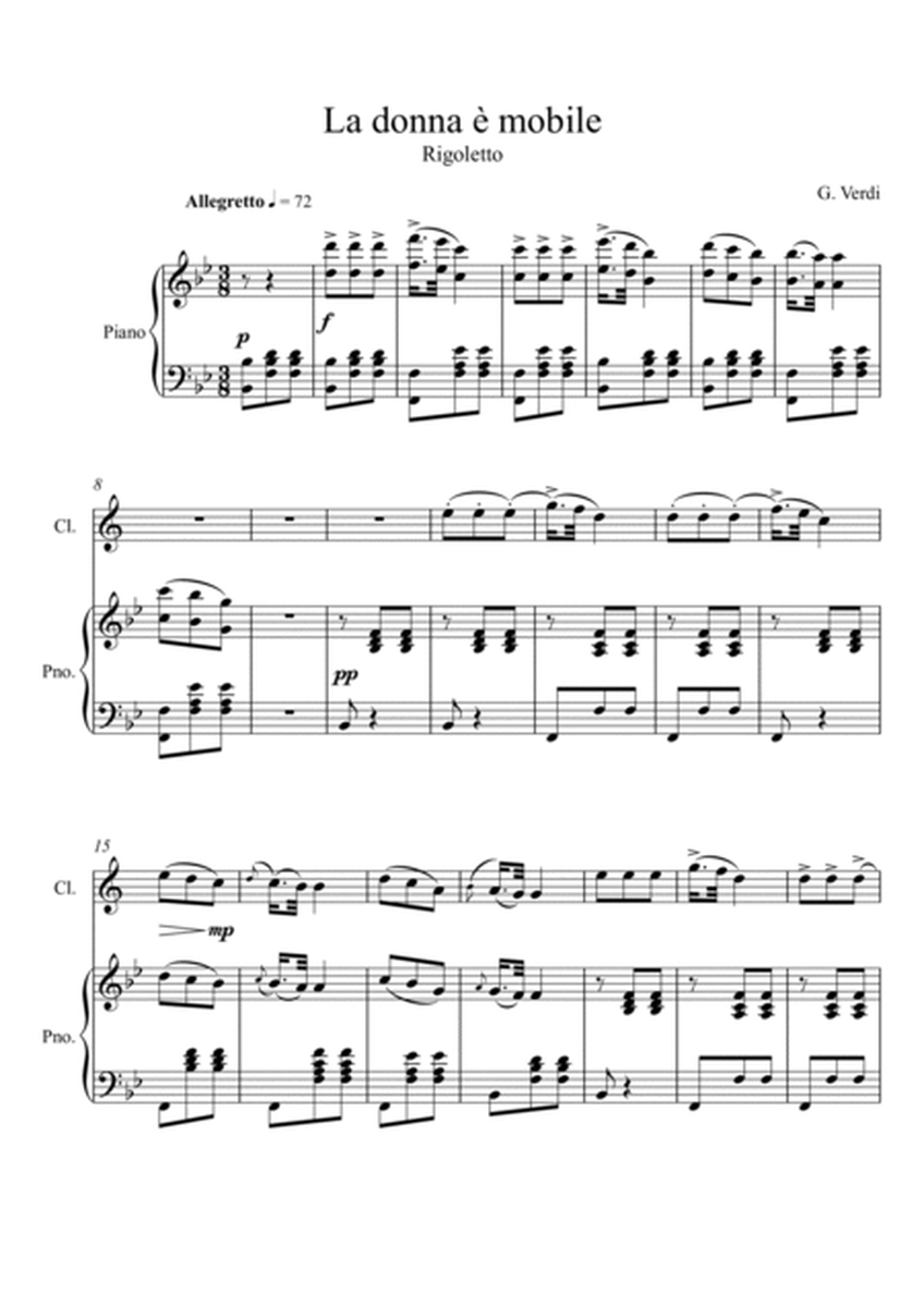 Giuseppe Verdi - La donna e mobile (Rigoletto) Clarinet Solo - Bb Key image number null