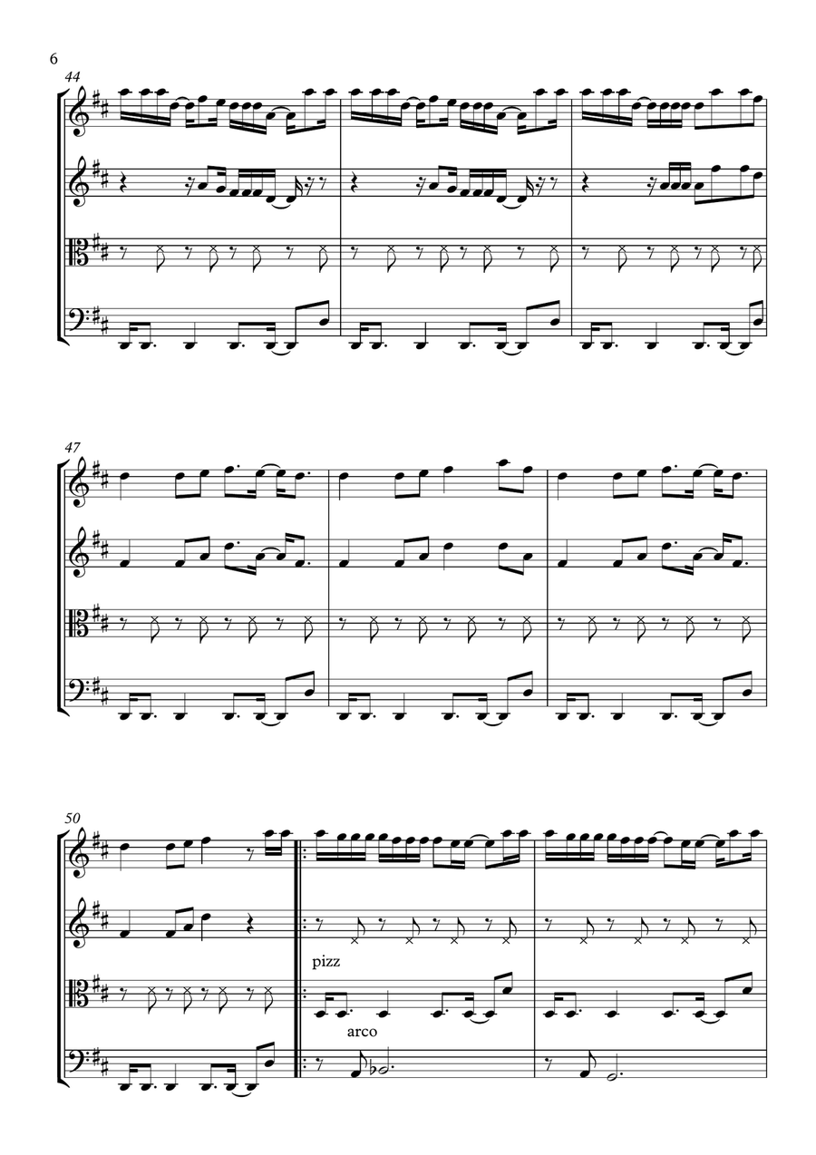 Single Ladies (Put A Ring On It) String Quartet scores gallery preview page 6