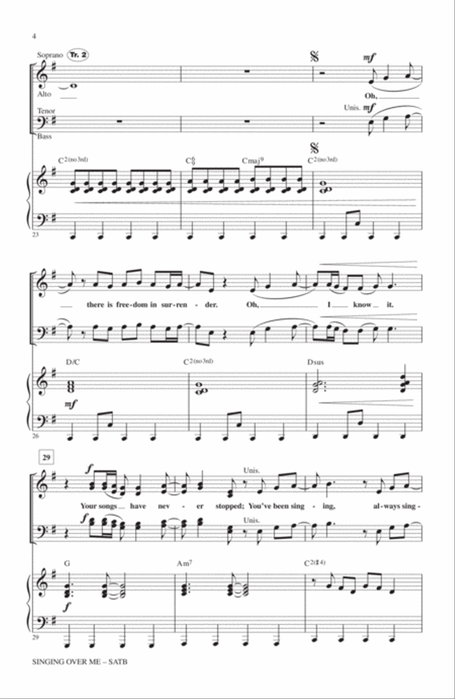 Singing Over Me Singing Over Me 4-Part scores gallery preview page 3