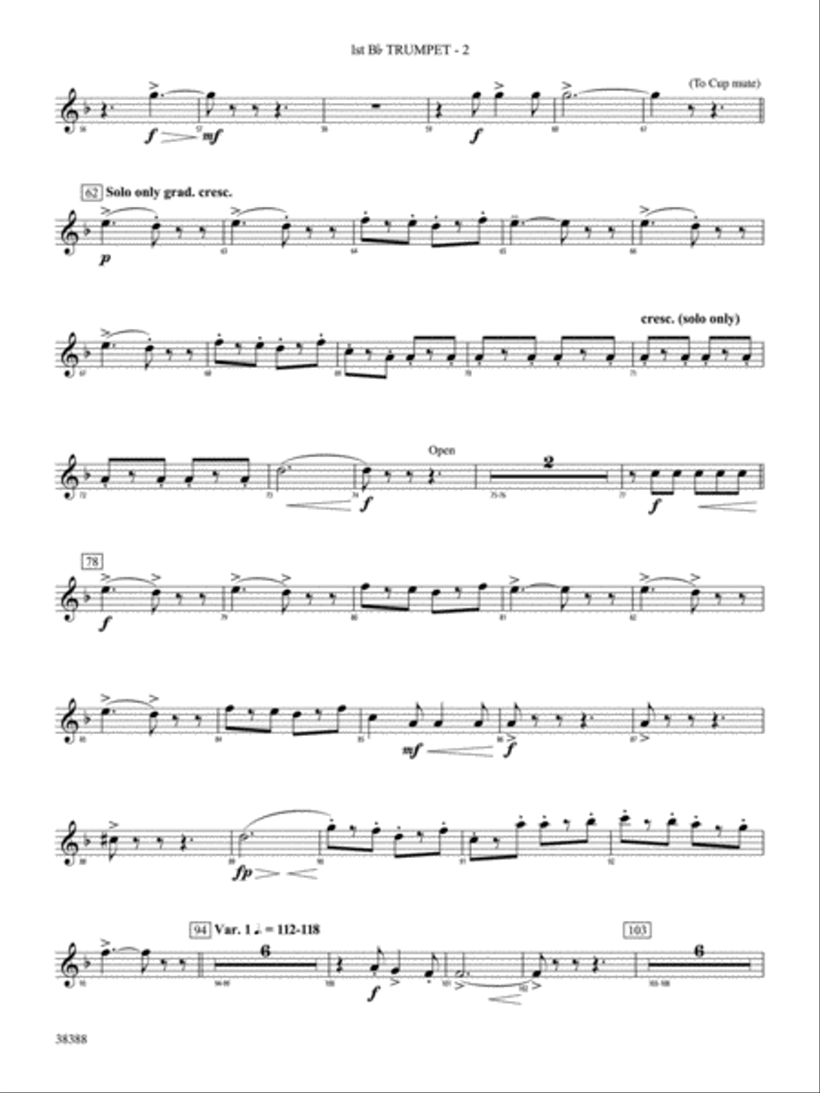 Napoli 1st B flat Trumpet by Donald Hunsberger Concert Band