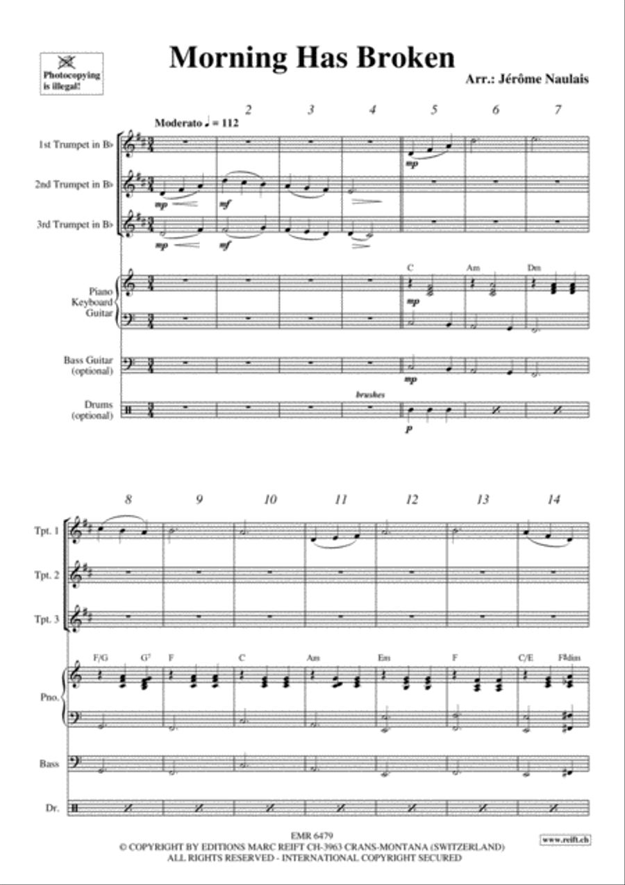 Morning Has Broken Trumpet Trio scores gallery preview page 3