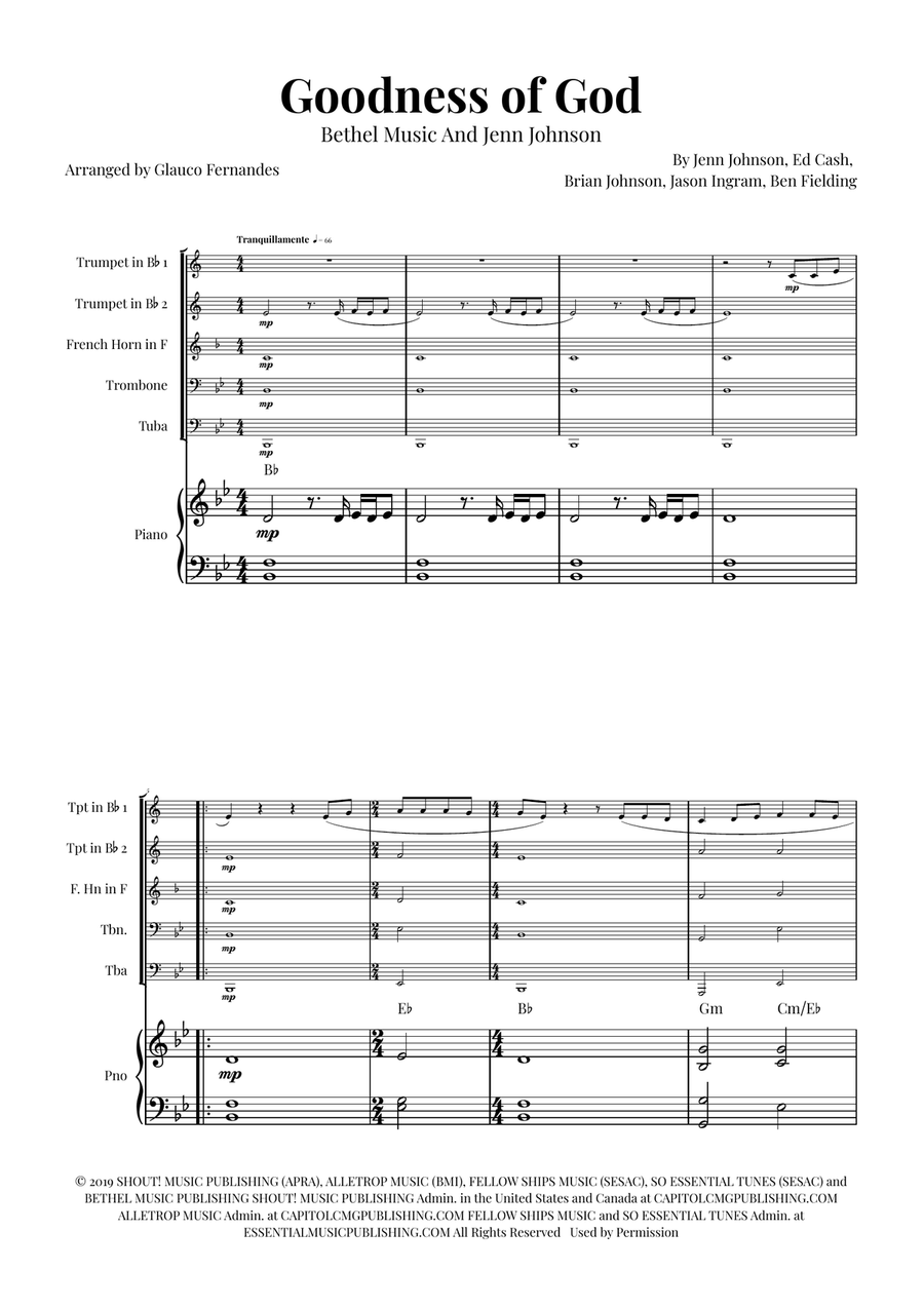 Goodness Of God Brass Quintet scores gallery preview page 1