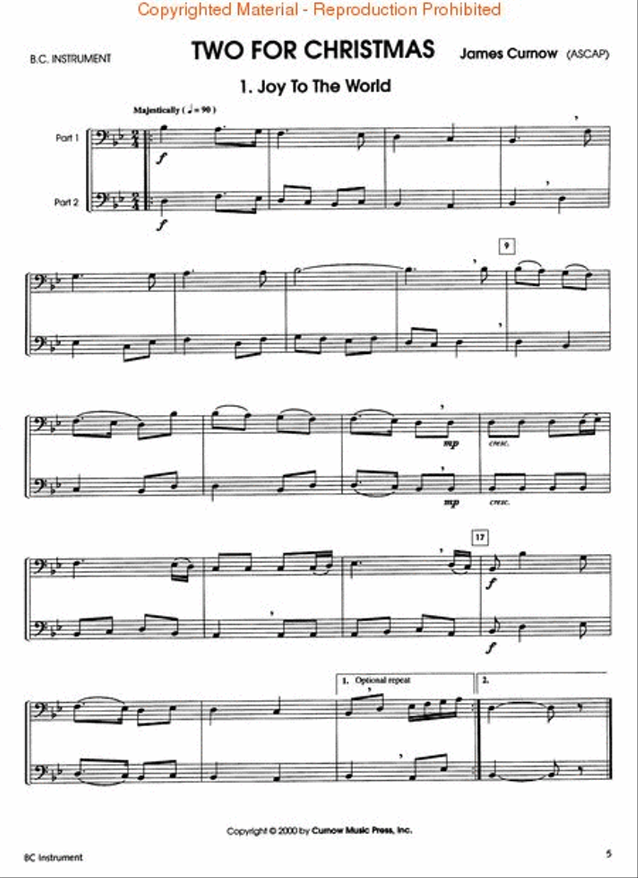 Two for Christmas (Bass Clef Instrument) Bassoon scores gallery preview page 2