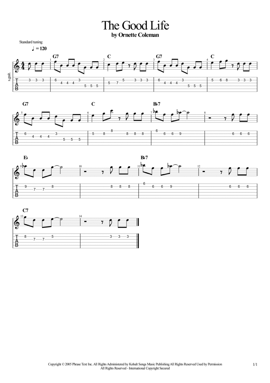 The Good Life The Good Life Electric Guitar scores gallery preview page 1