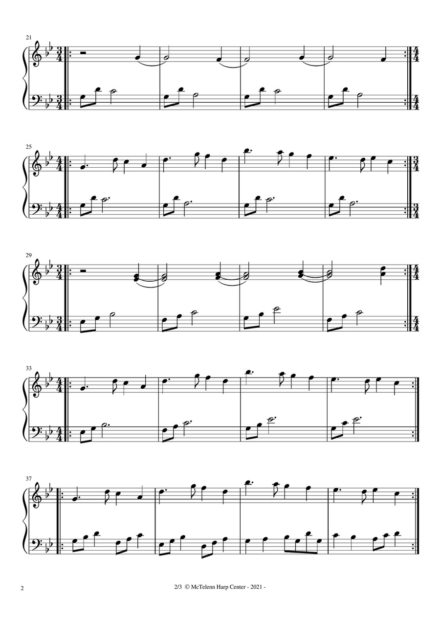 Pais Dinogad - Medieval Welsh Lullaby - beginner & 27 String Harp | McTelenn Harp Center Celtic Harp scores gallery preview page 3