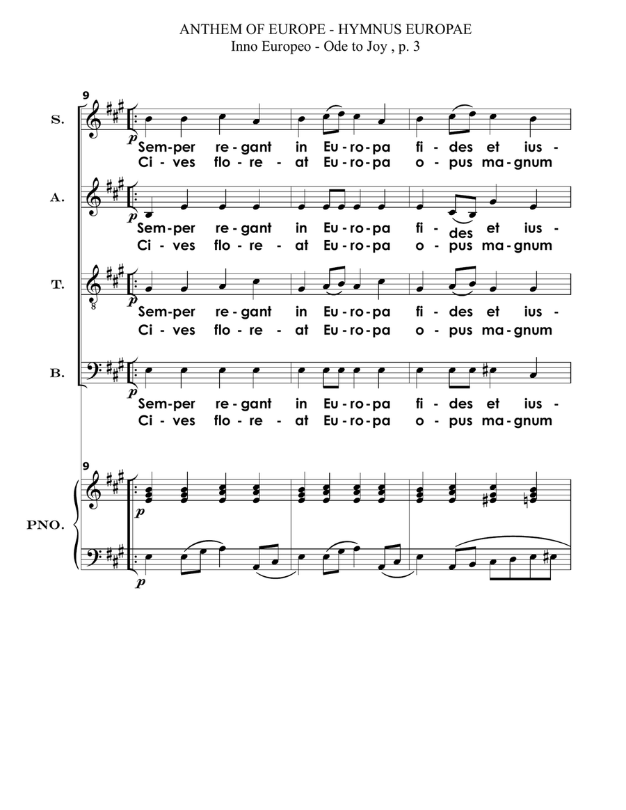 ANTHEM OF EUROPE - HYMNUS EUROPAE 4-Part scores gallery preview page 3