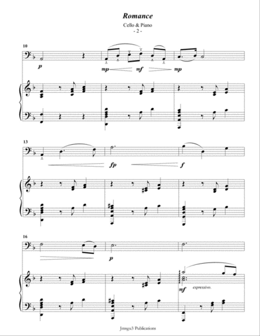 Saint-Saens: Romance for Cello & Piano Piano scores gallery preview page 2