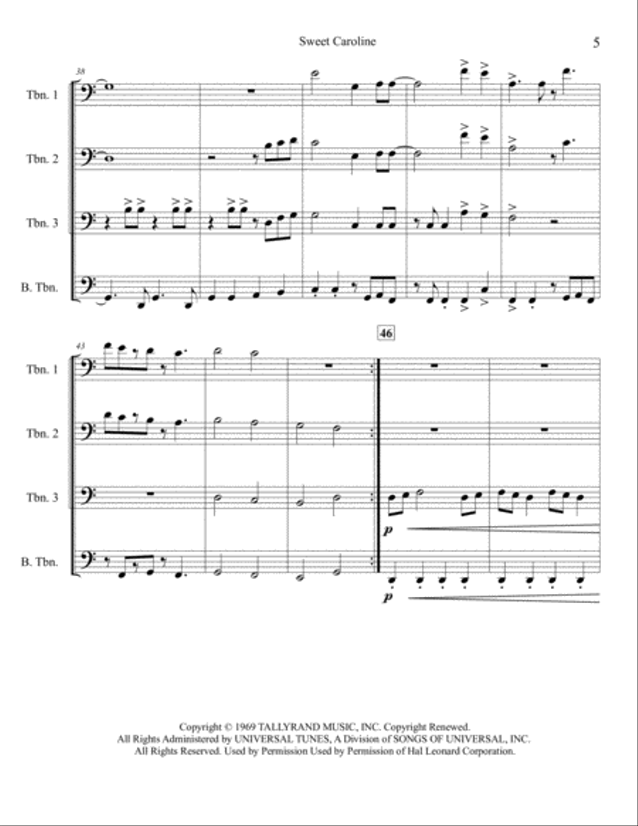 Sweet Caroline Brass Ensemble scores gallery preview page 6