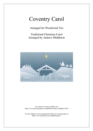 Book cover for Coventry Carol arranged for Woodwind Trio