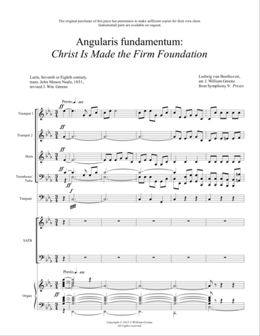 Christ Is Made the Firm Foundation 4-Part scores gallery preview page 1