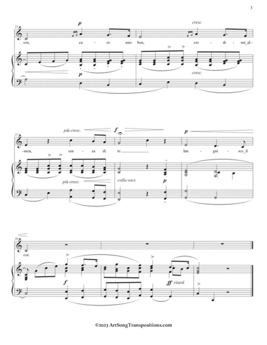 GIORDANI: Caro mio ben (transposed to C major and B major)