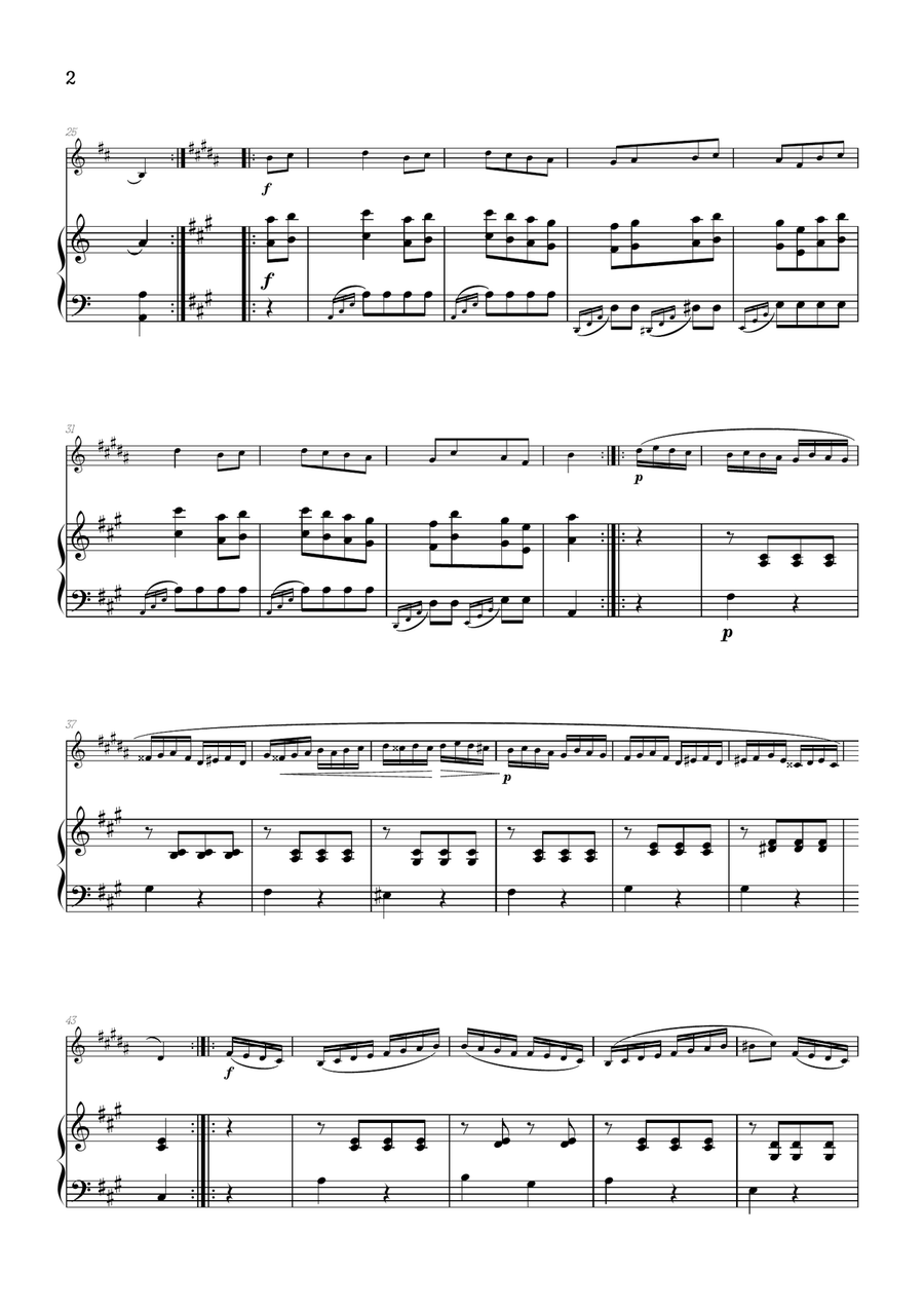 Rondo Alla Turca (Turkish March) • clarinet sheet music with piano accompaniment B-Flat Clarinet scores gallery preview page 2