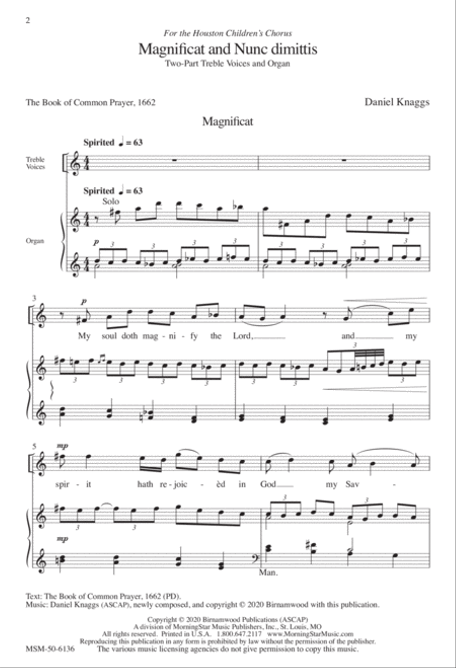 Magnificat and Nunc dimittis 2-Part scores gallery preview page 1