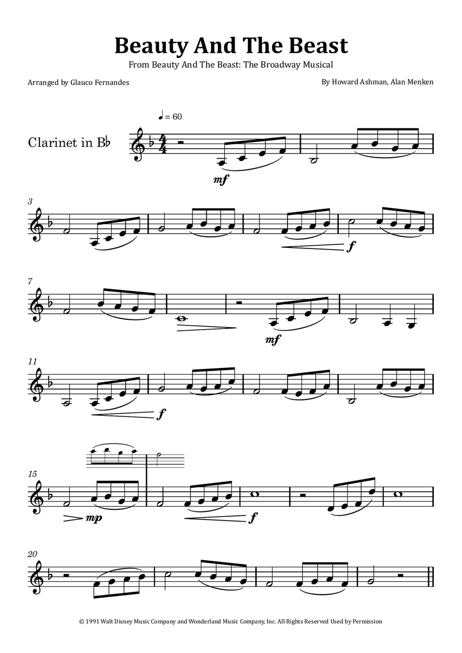 Beauty And The Beast Chamber Music scores gallery preview page 1