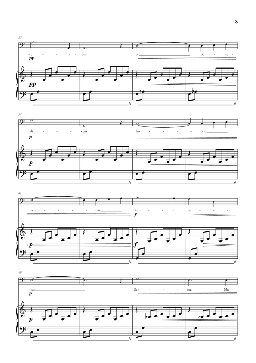 Bach / Gounod Ave Maria in C major • baritone sheet music with piano accompaniment Voice Solo scores gallery preview page 3