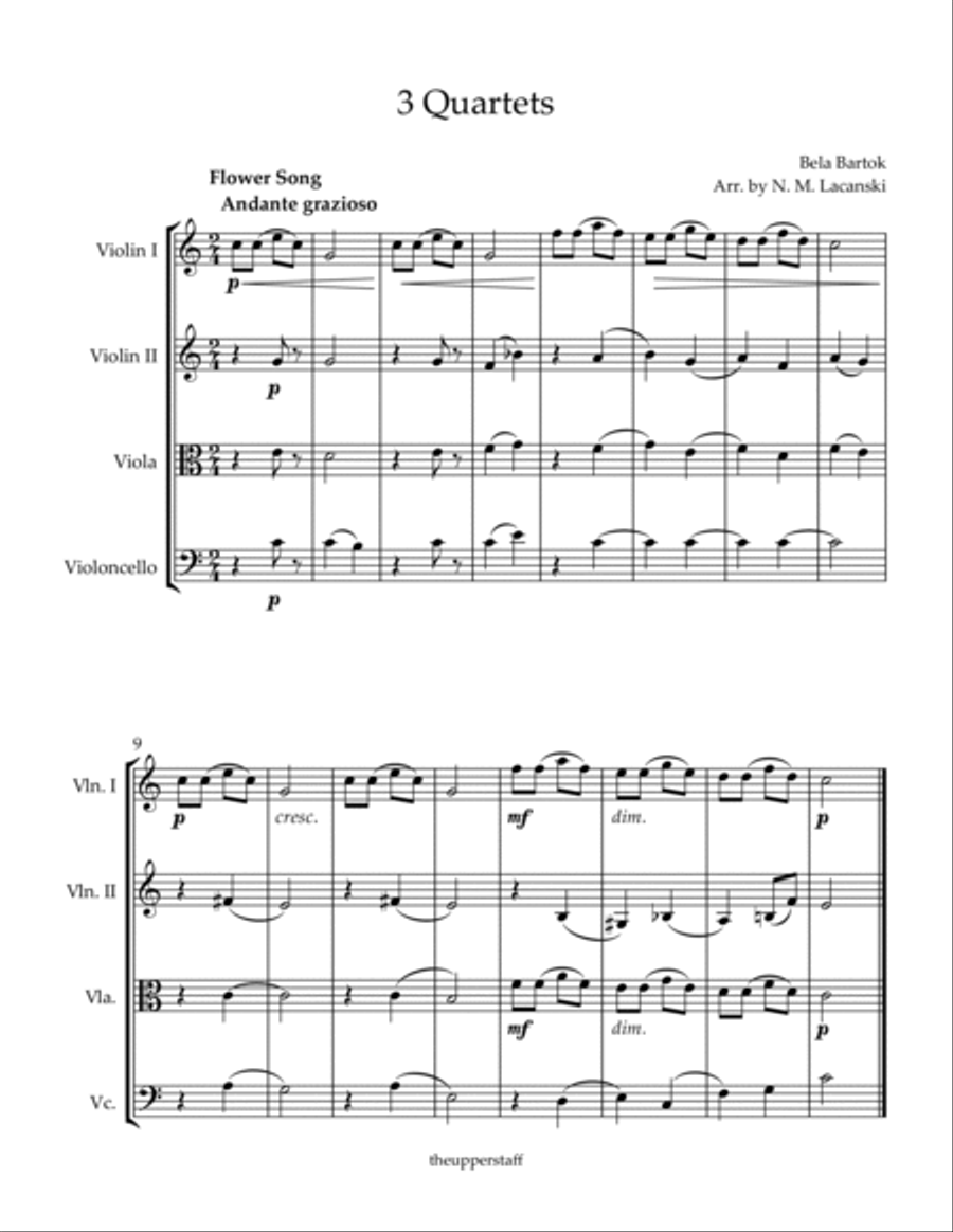 3 Quartets Flower Song My Gift To You To Cook a Goose String Quartet scores gallery preview page 2