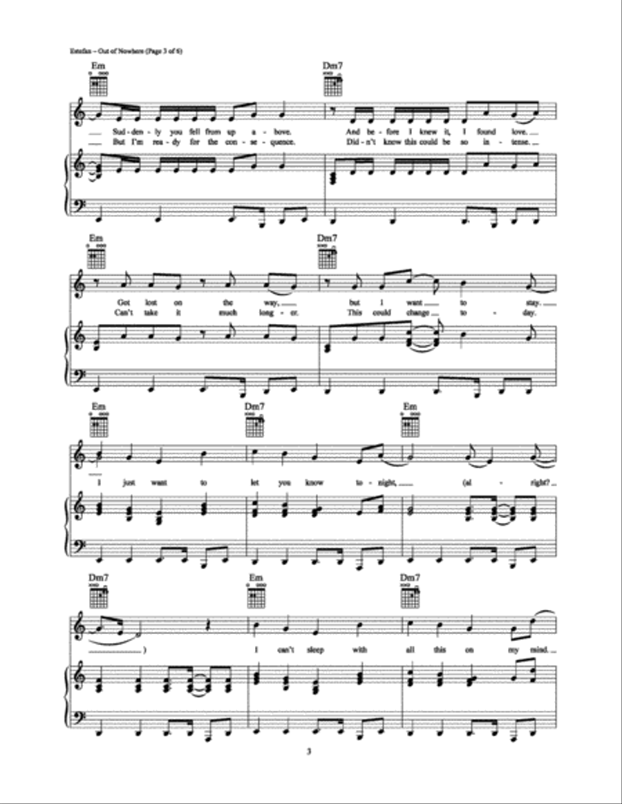 Out of Nowhere Piano, Vocal, Guitar scores gallery preview page 3