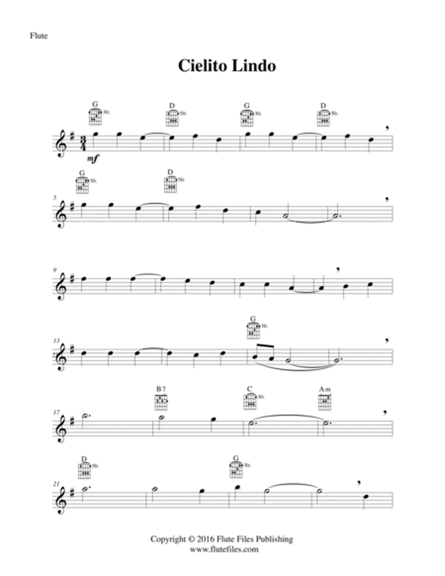 Cielito Lindo - Flute Solo with Guitar Chords image number null