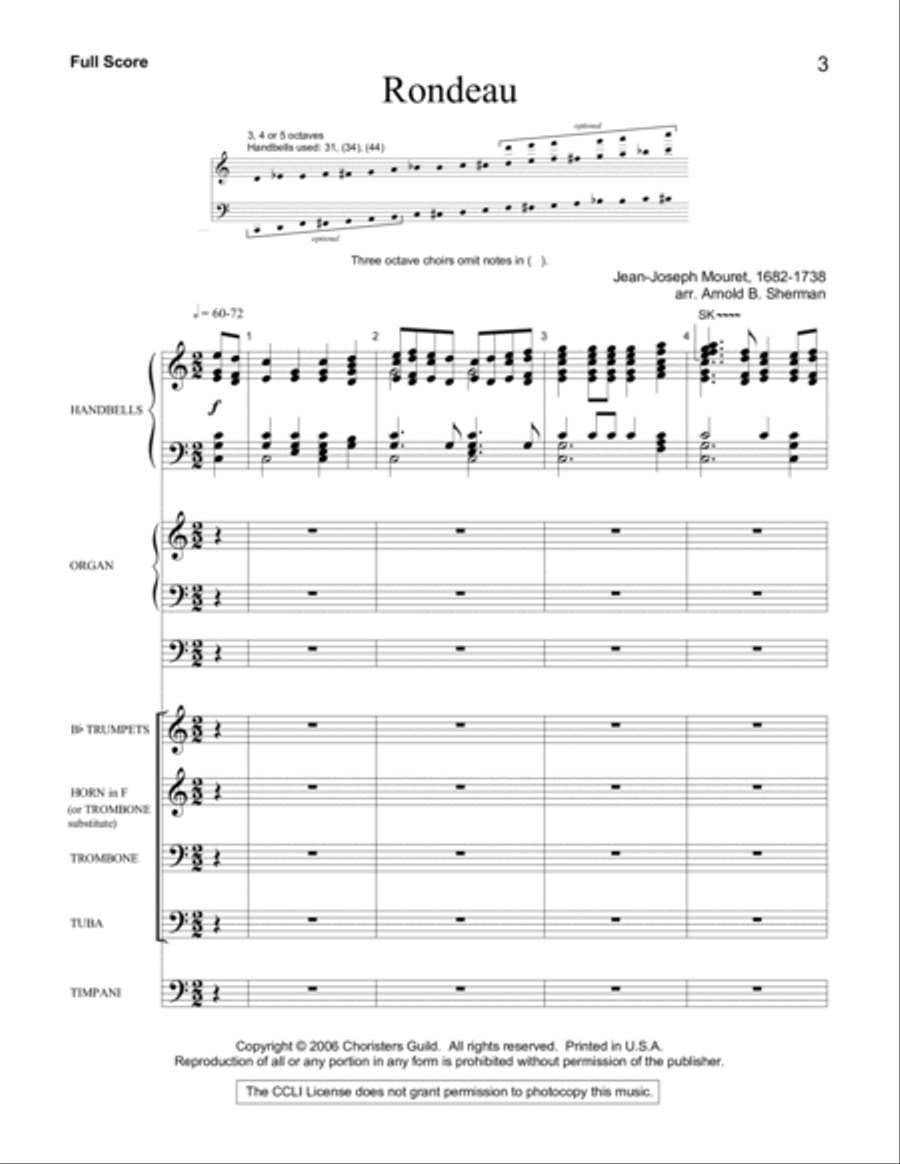 Rondeau (Full Score) Handbell Choir scores gallery preview page 3