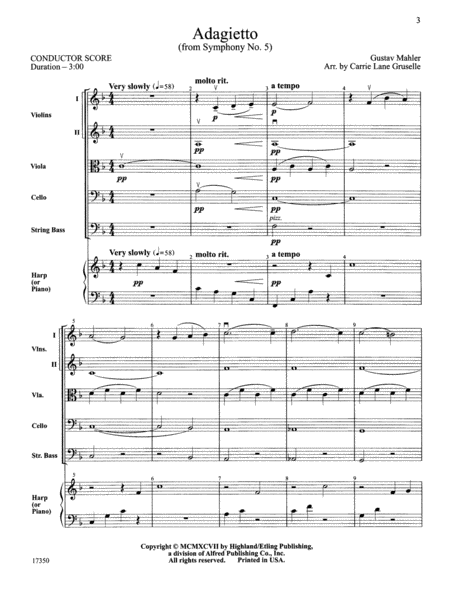 Adagietto from Symphony No. 5: Score