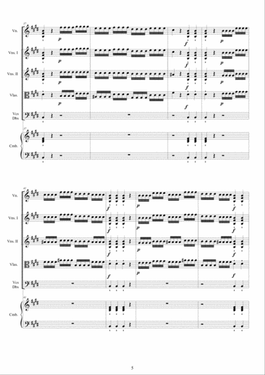 Vivaldi - Violin Concerto No.4 in E major RV 263 Op.9 for Violin, Strings and Cembalo Chamber Orchestra scores gallery preview page 5