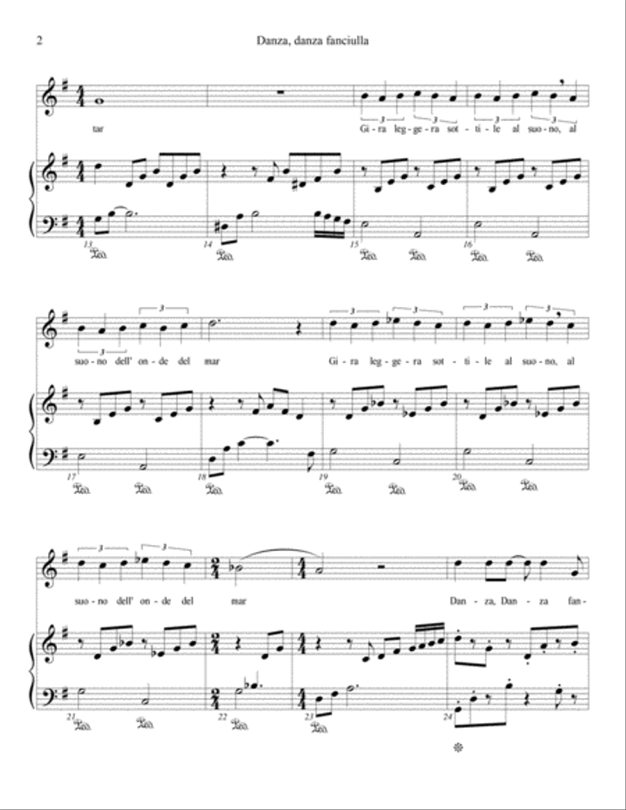 Danza, danza fanciulla (in G) Voice Solo scores gallery preview page 2