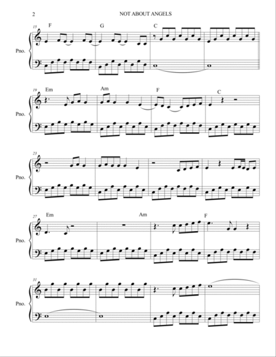 Not About Angels Piano Solo scores gallery preview page 2