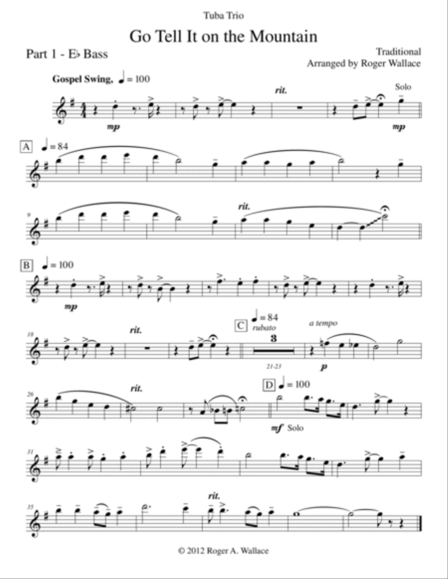 Go Tell It on the Mountain (Tuba Trio) Brass Trio scores gallery preview page 6