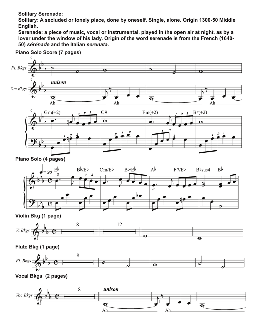 Solitary Serenade Piano Solo Score 2-Part scores gallery preview page 2