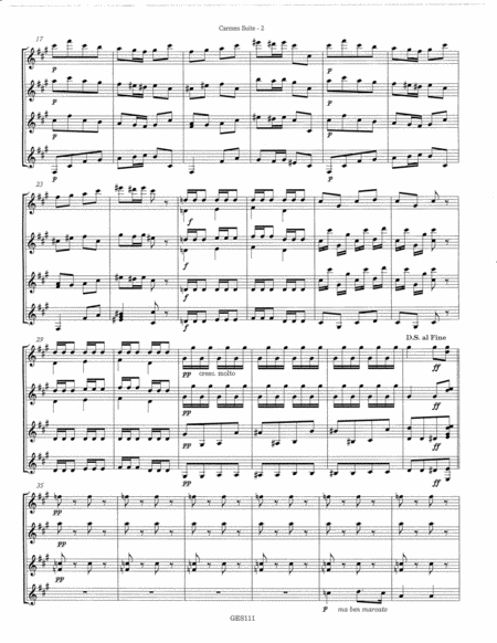 Carmen Suite (selections from the opera) arr. for guitar quartet by Georges Bizet Small Ensemble - Digital Sheet Music