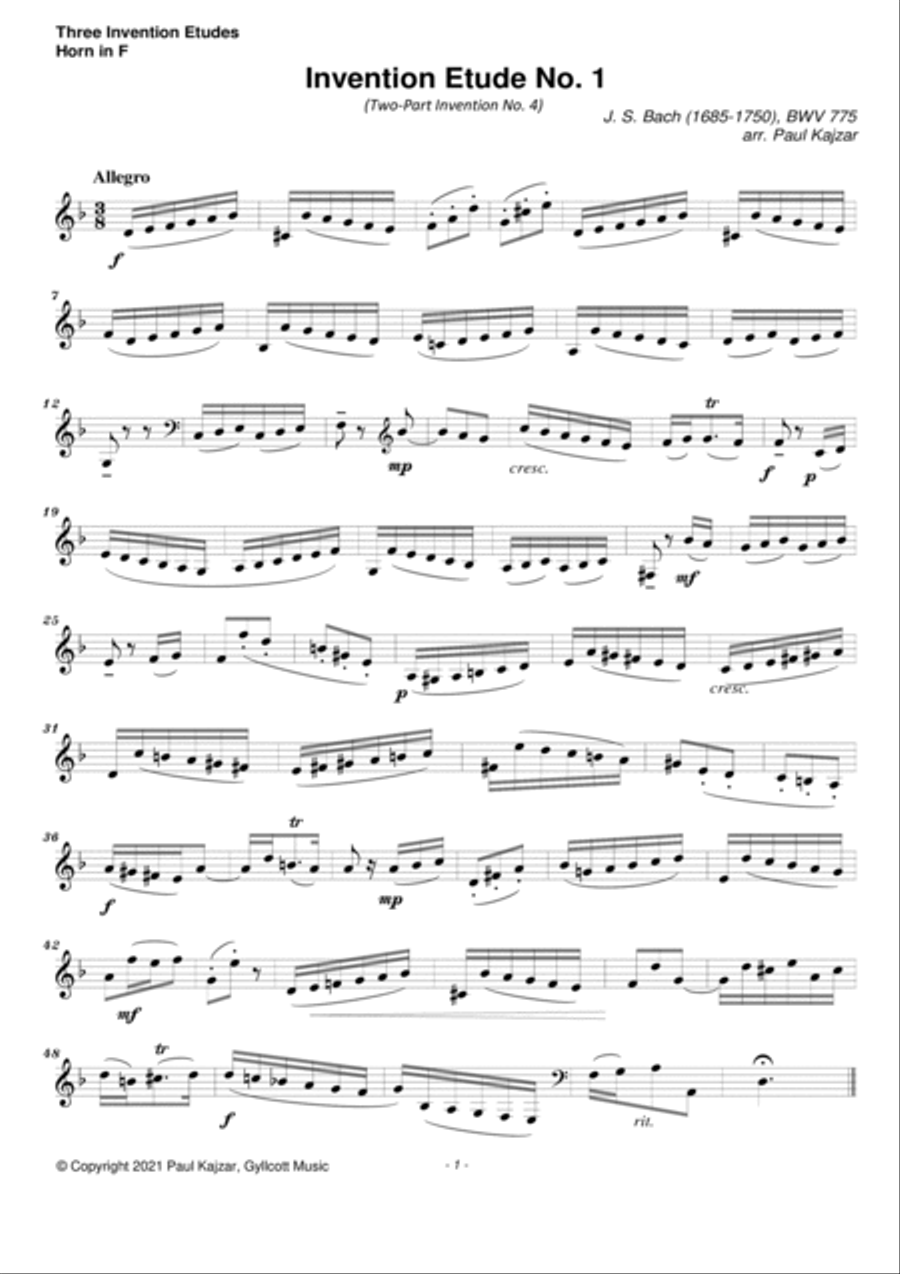 Three Invention Etudes (Solo Horn) Horn Solo scores gallery preview page 2
