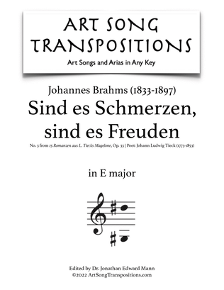BRAHMS: Sind es Schmerzen, sind es Freuden, Op. 33 no. 3 (transposed to E major)