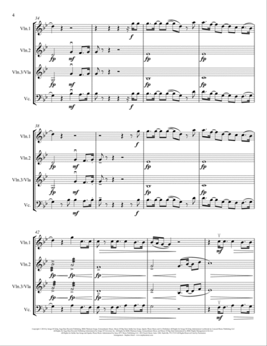 Nothing Breaks Like A Heart String Quartet scores gallery preview page 4