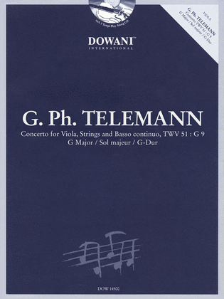 Book cover for Telemann: Concerto for Viola, Strings and Basso Continuo TWV 51:G9 in G Major