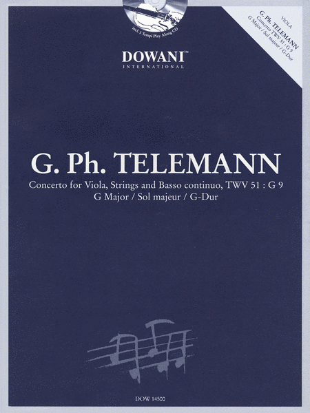 Telemann: Concerto for Viola, Strings and Basso Continuo TWV 51:G9 in G Major by Georg Philipp Telemann Piano and Keyboard - Sheet Music