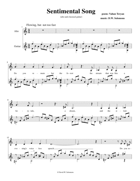 Sentimental Song for alto voice and guitar image number null