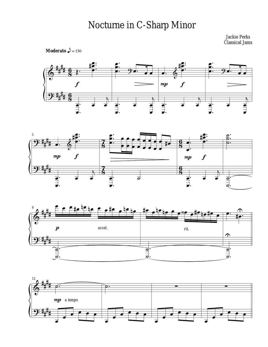 Nocturne in C-Sharp Minor Piano Solo scores gallery preview page 1