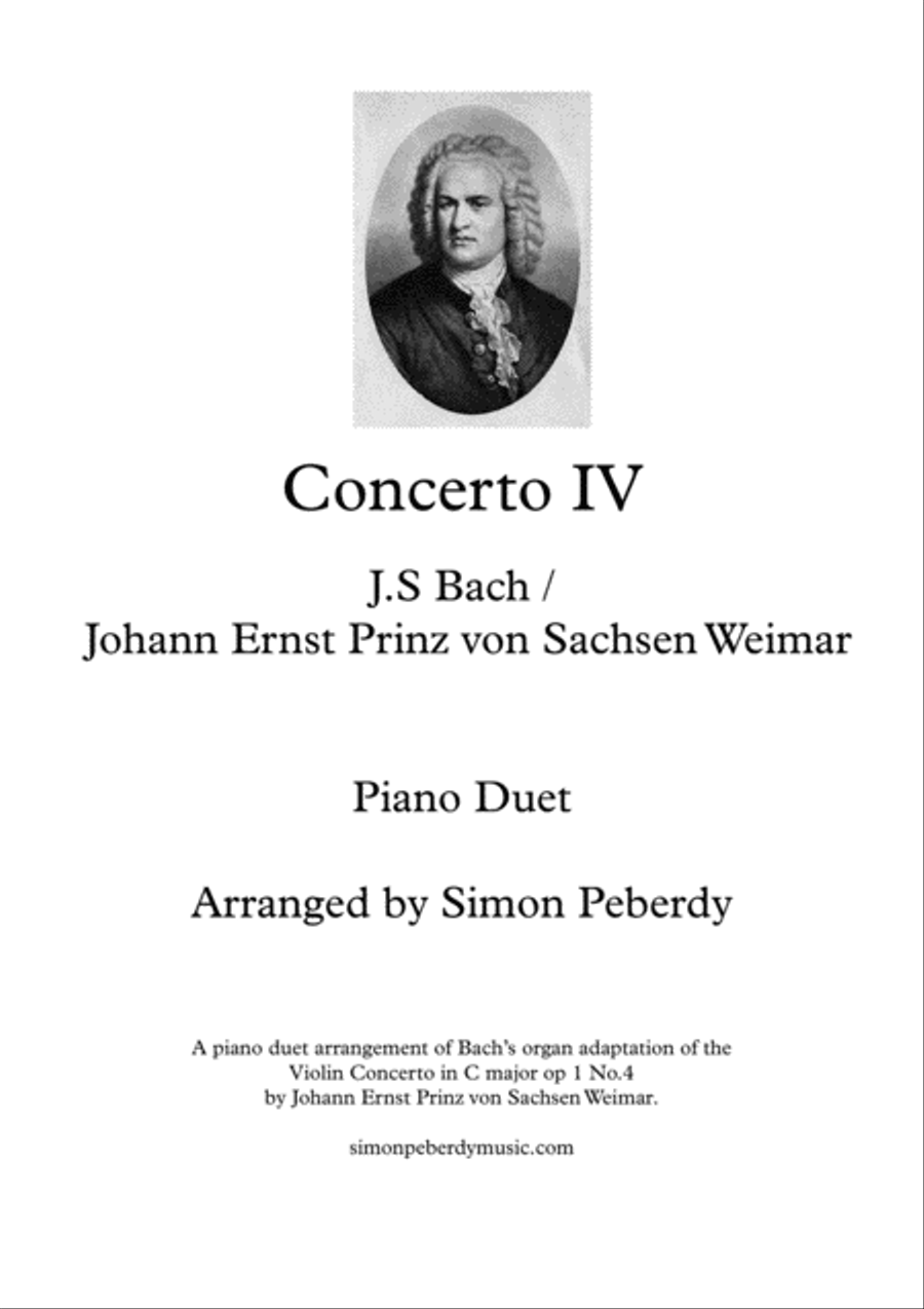 Bach/Ernst Concerto IV in C major, arr for piano duet by Simon Peberdy 1 Piano, 4-Hands scores gallery preview page 3