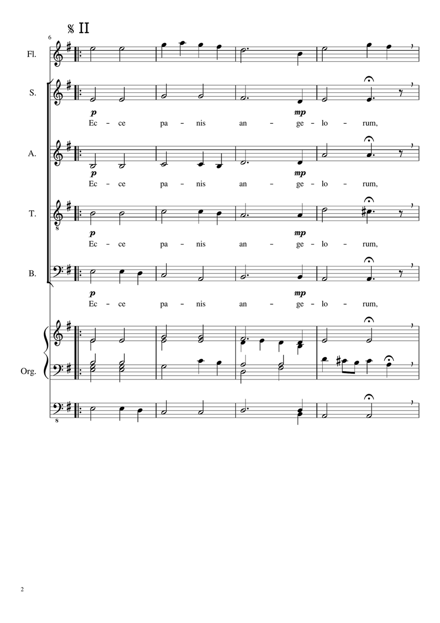Ecce Panis Angelorum 4-Part scores gallery preview page 2