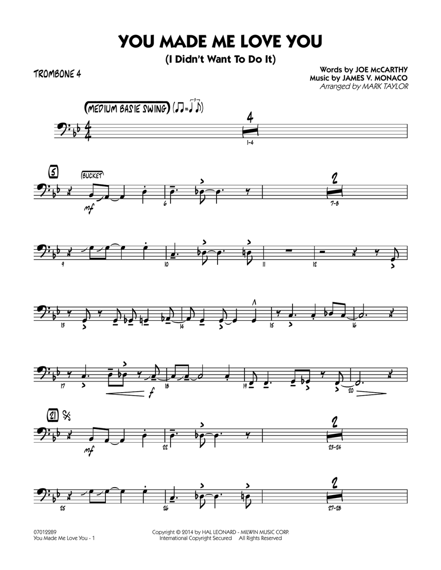 You Made Me Love You (I Didn't Want to Do It) - Trombone 4