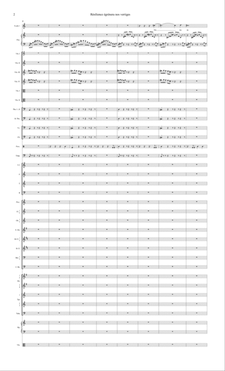 Résilience égrènera nos vertiges (solo soprano piano choir and orchestra ) 4-Part scores gallery preview page 2