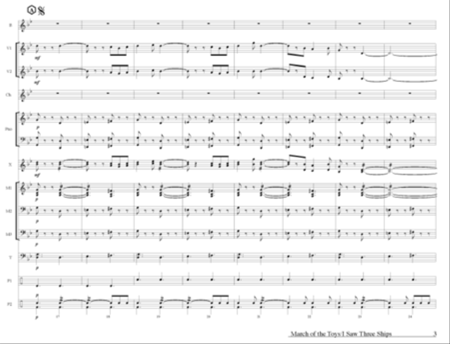 March of the Toys/I Saw Three Ships Percussion Ensemble scores gallery preview page 2