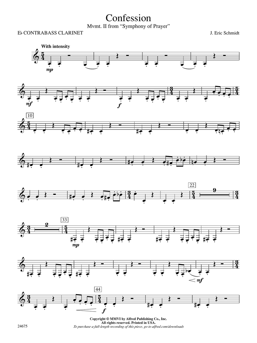 Confession (Movement 2 of Symphony of Prayer): E-flat Contrabass Clarinet