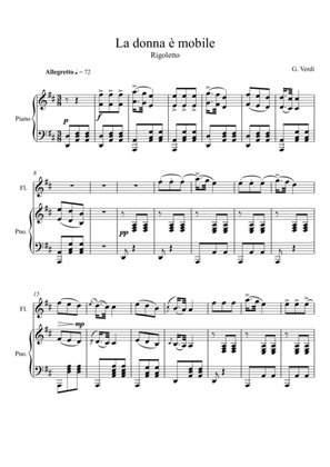 Giuseppe Verdi - La donna e mobile (Rigoletto) Flute Solo - D Key