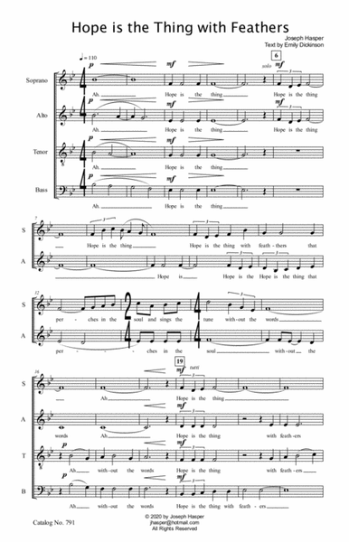 Hope is the Thing with Feathers (SATB a cappella) image number null